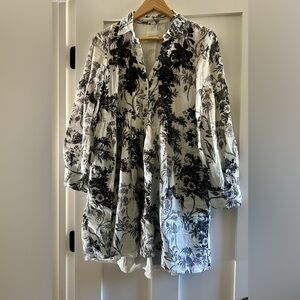 Anthropologie black and mint floral mini dress